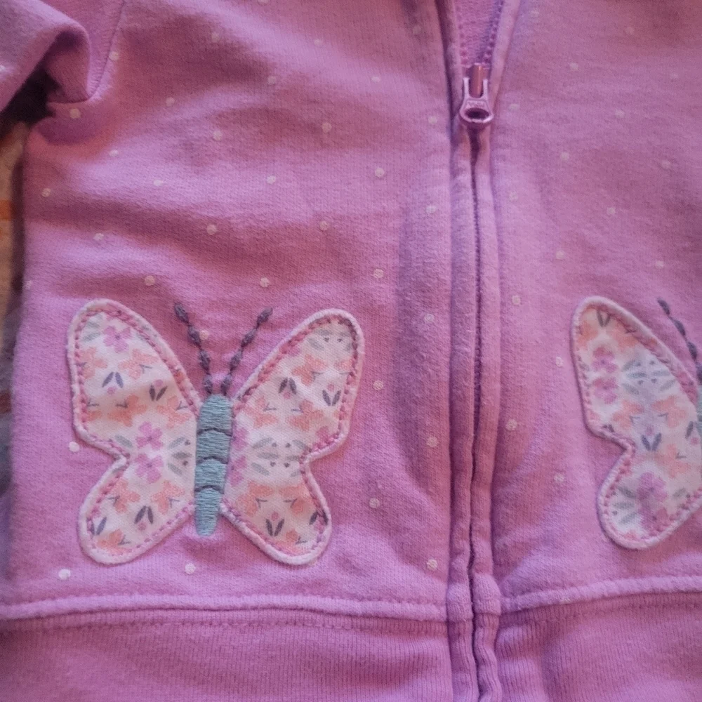 Carter's full Zip purple butterfly hoodie size 9 months